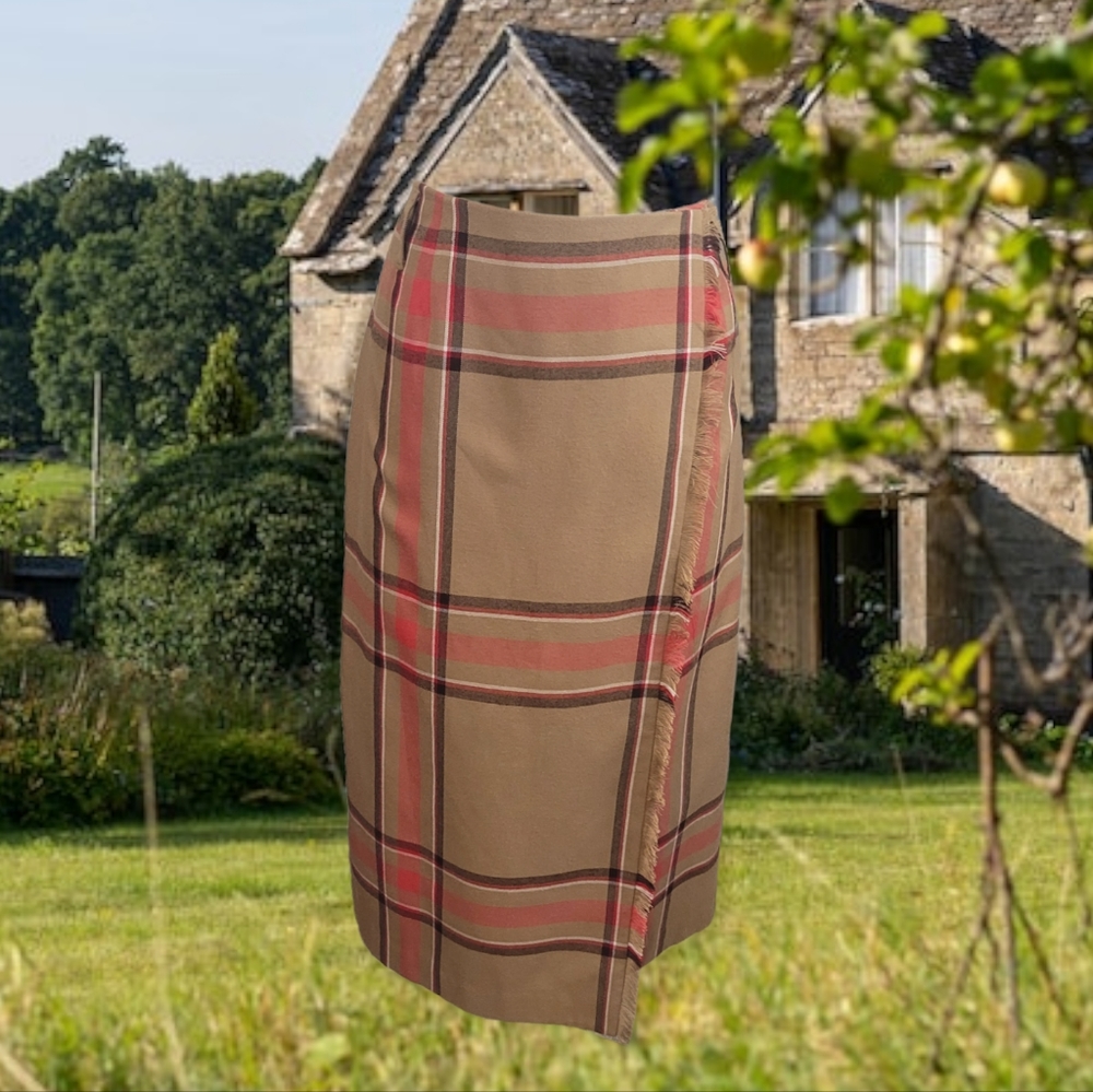 Tan Fall Plaid Skirt